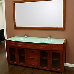 Waterfall 72" Honey Oak Finish Double Sink Vanity Set Product List Image