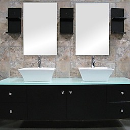 Portland 61" Espresso Finish Double Sink Vanity Set  Product List Image