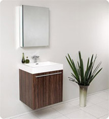 Fresca - Alto - (Walnut) Bathroom Vanity w/ Modern Faucet and Medicine Cabinet - FVN8058GW