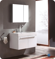 Fresca Vista White Modern Bathroom Vanity w/ Medicine Cabinet