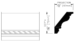 WHW1631 Ornamental EMBOSSED ROPE CORNICE MLDG 3-3/4"  